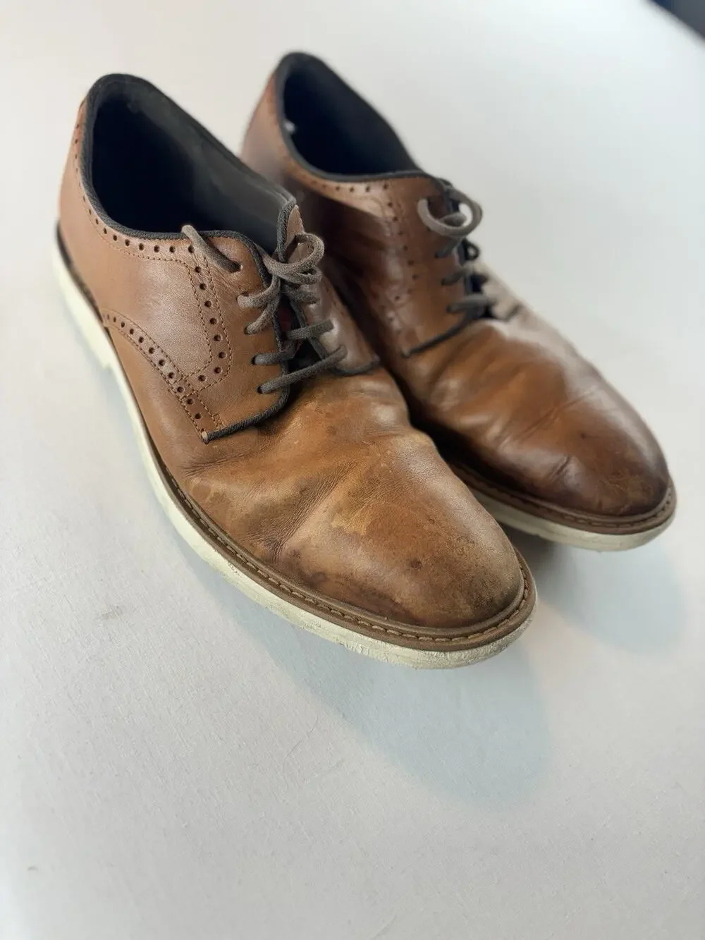 Cole Haan Men's Plain Toe Oxford Dress Shoes Size 13 Leather Brown C34125‎ Comfy